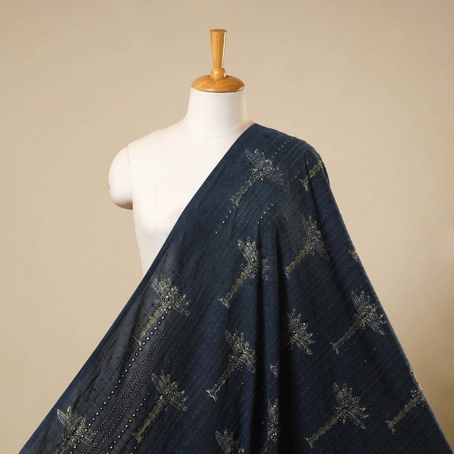 Blue Hakoba Natural Dyed Cotton Ajrakh Print Fabric