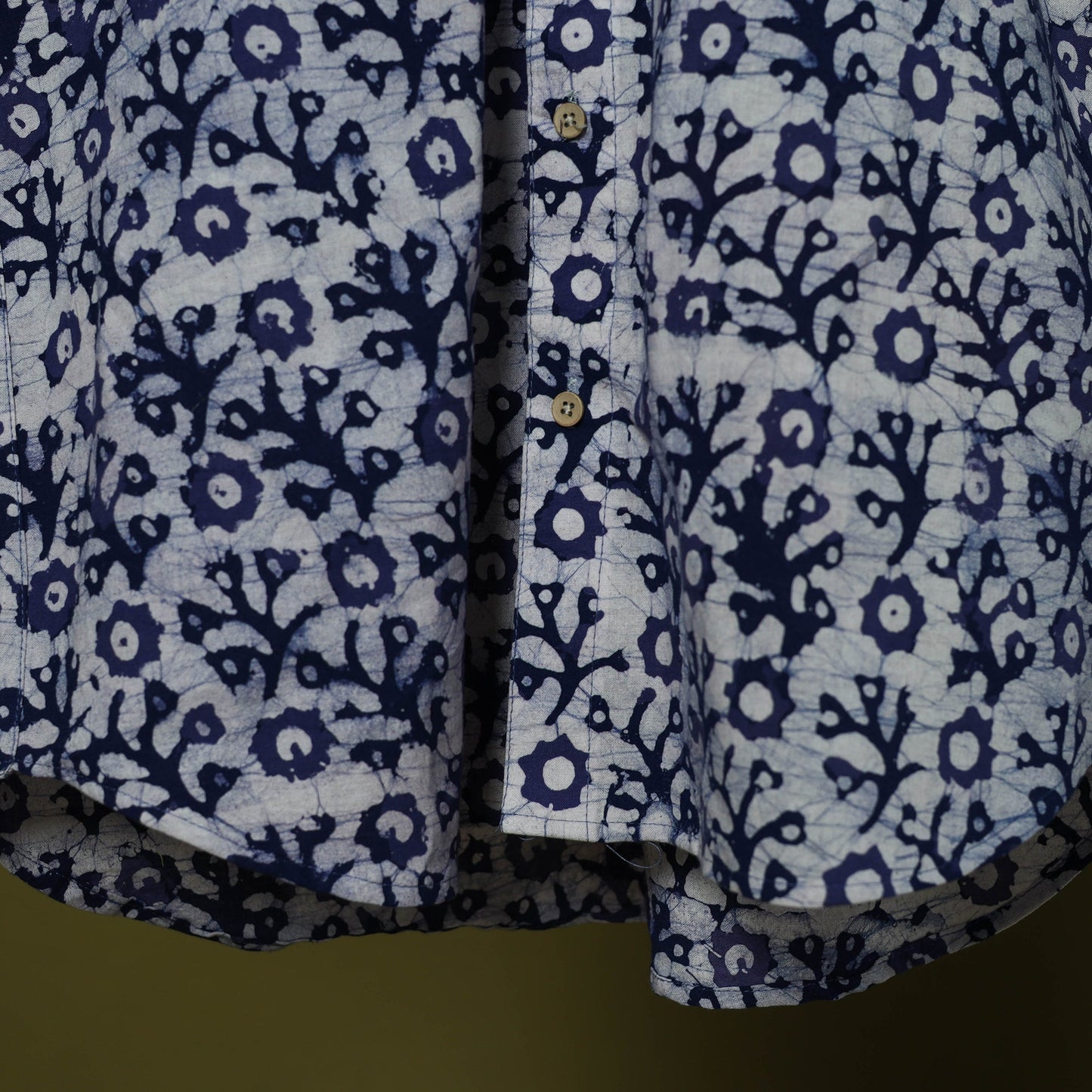 Half sleeve cotton men hand block batik print shirt 04