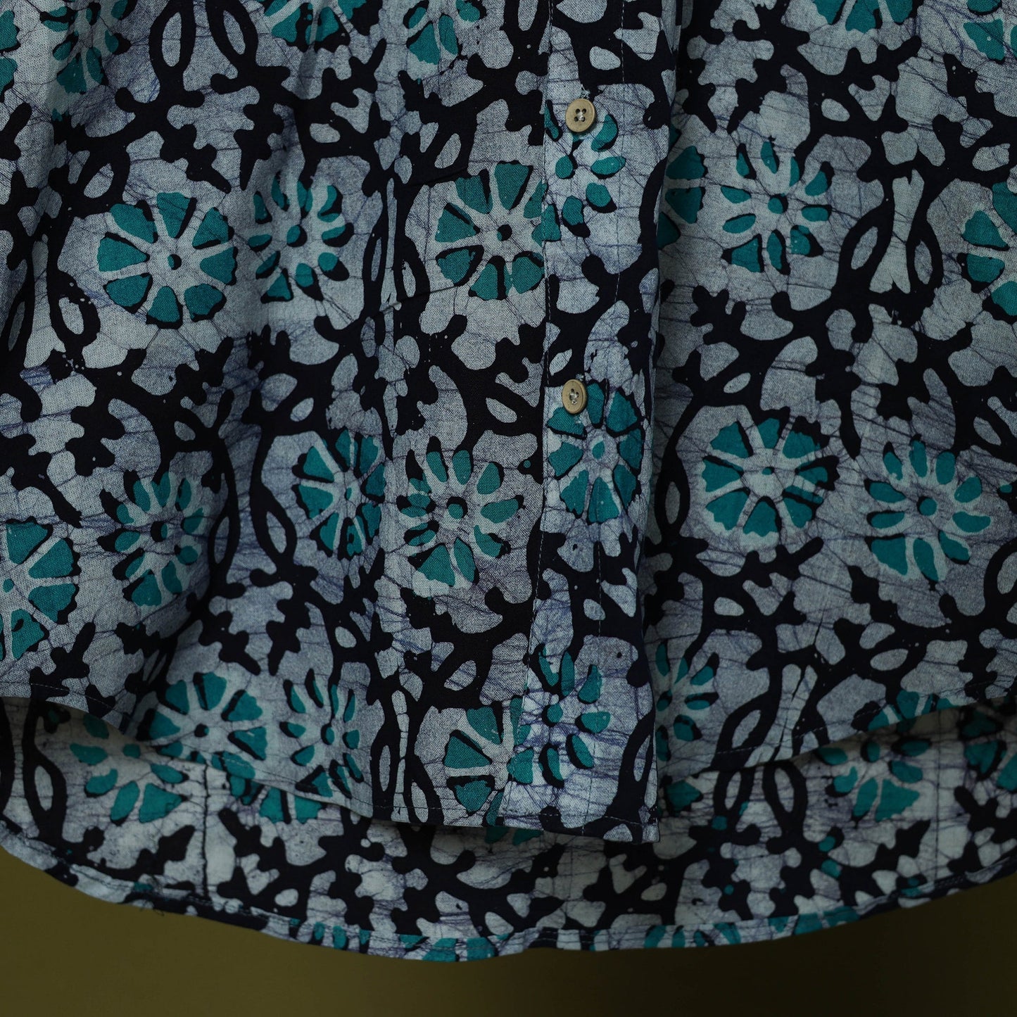 Half sleeve cotton men hand block batik print shirt 09