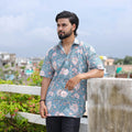 Blue - half sleeve cotton men sanganeri shirt 05