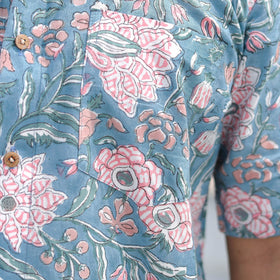 Blue - half sleeve cotton men sanganeri shirt 05