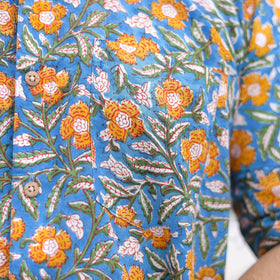 Blue - half sleeve cotton men sanganeri shirt 06
