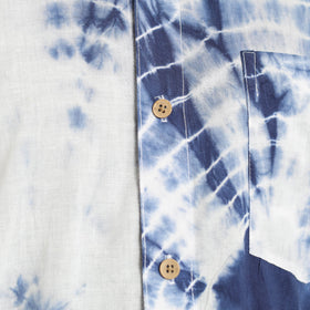 Blue Half Sleeve Tie & Dye Cotton Men Shibori Shirt