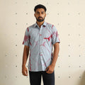 Blue - half sleeve tie & dye cotton men shibori shirt 04