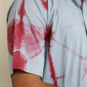 Blue - half sleeve tie & dye cotton men shibori shirt 04