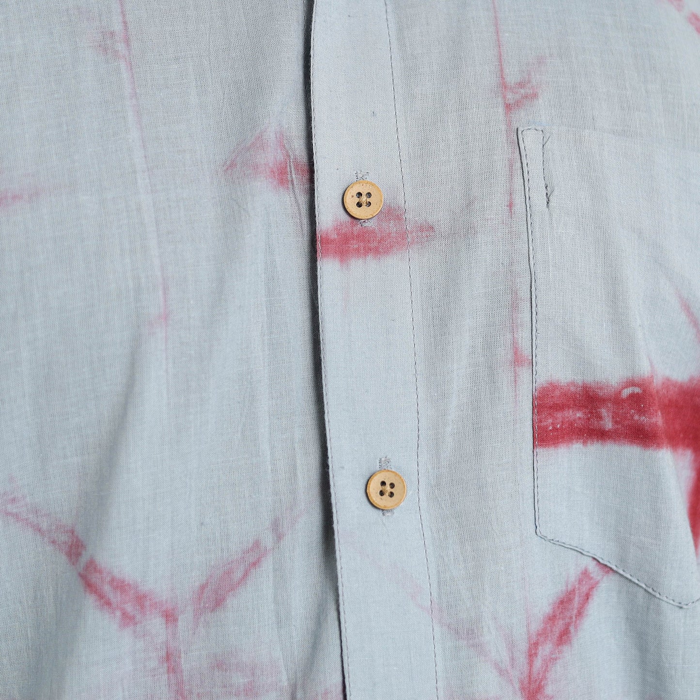 Blue - half sleeve tie & dye cotton men shibori shirt 04