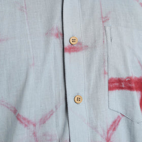 Blue - half sleeve tie & dye cotton men shibori shirt 04