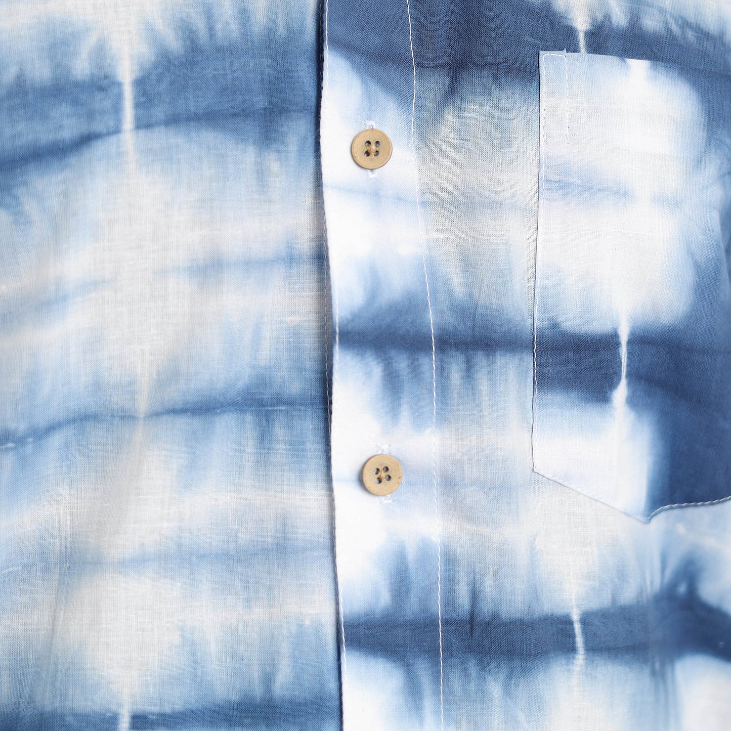 Blue Half Sleeve Tie & Dye Cotton Men Shibori Shirt