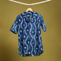  Blue Half Sleeve Tie & Dye Cotton Men Shibori Shirt 