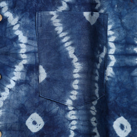 Blue Half Sleeve Tie & Dye Cotton Men Shibori Shirt 