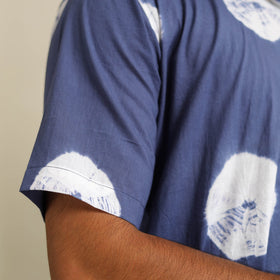 Blue Half Sleeve Tie & Dye Cotton Men Shibori Shirt