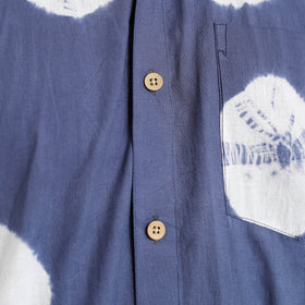 Blue Half Sleeve Tie & Dye Cotton Men Shibori Shirt