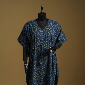 Hand akola long kaftan with tie-up waist 05 - handcrafted