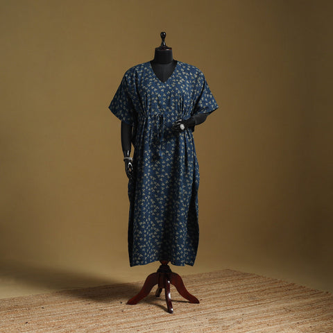 Hand akola long kaftan with tie-up waist 05 - handcrafted