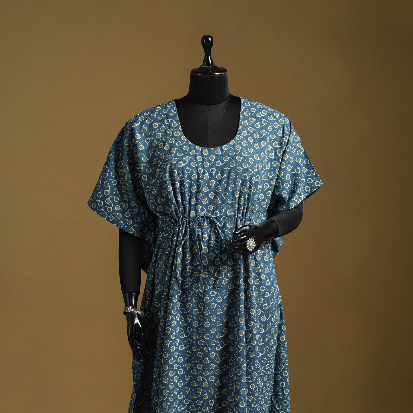 Hand akola long kaftan with tie-up waist 10 - handcrafted