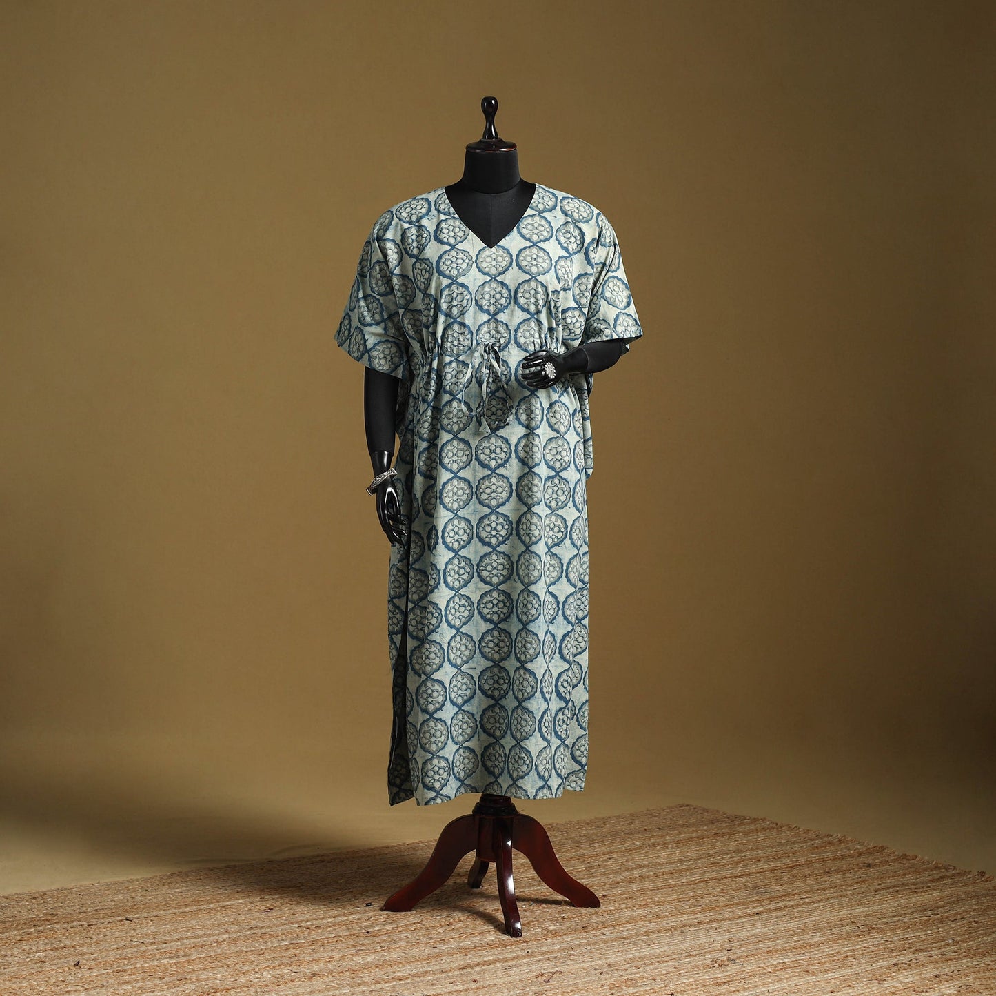 Hand akola long kaftan with tie-up waist 15 - handcrafted
