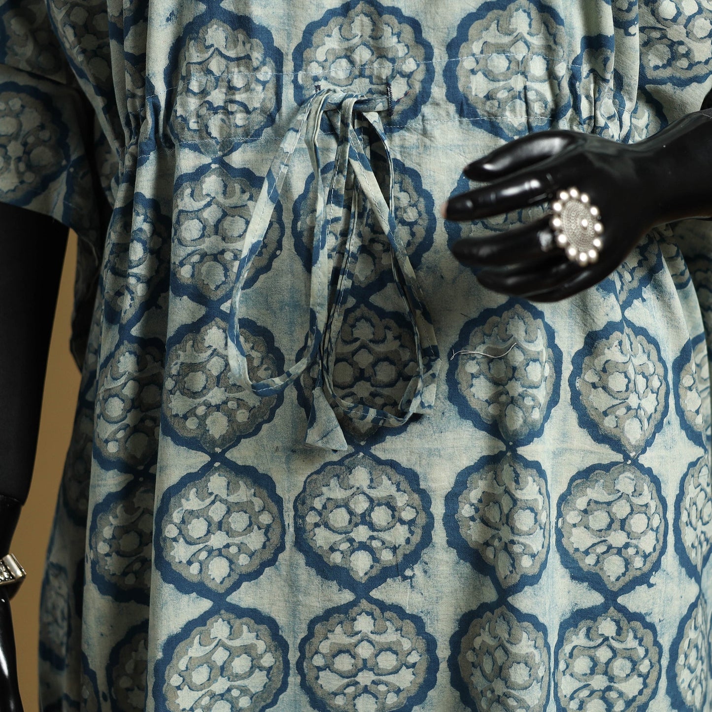 Hand akola long kaftan with tie-up waist 15 - handcrafted