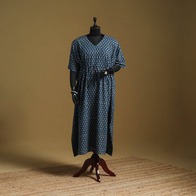 Hand akola long kaftan with tie-up waist 21 - handcrafted