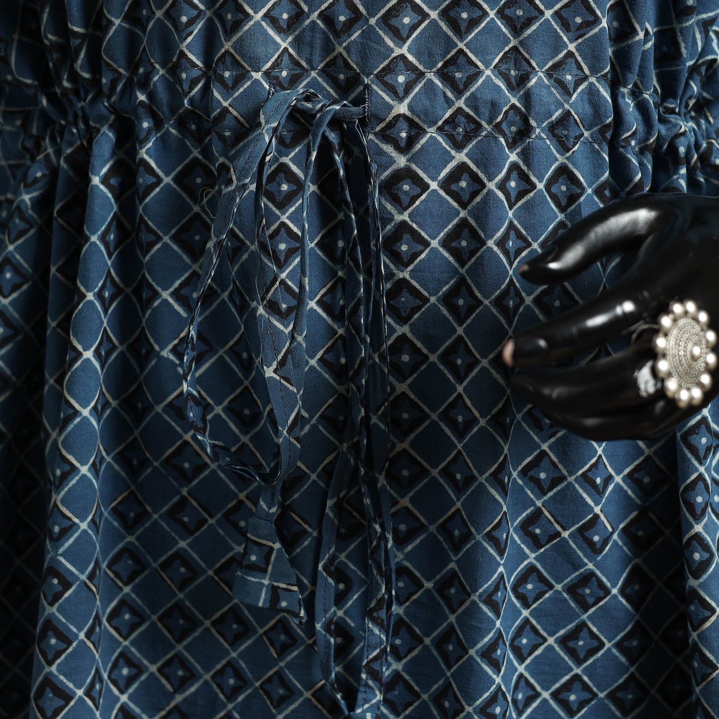 Hand akola short kaftan with tie-up waist 30 - handcrafted