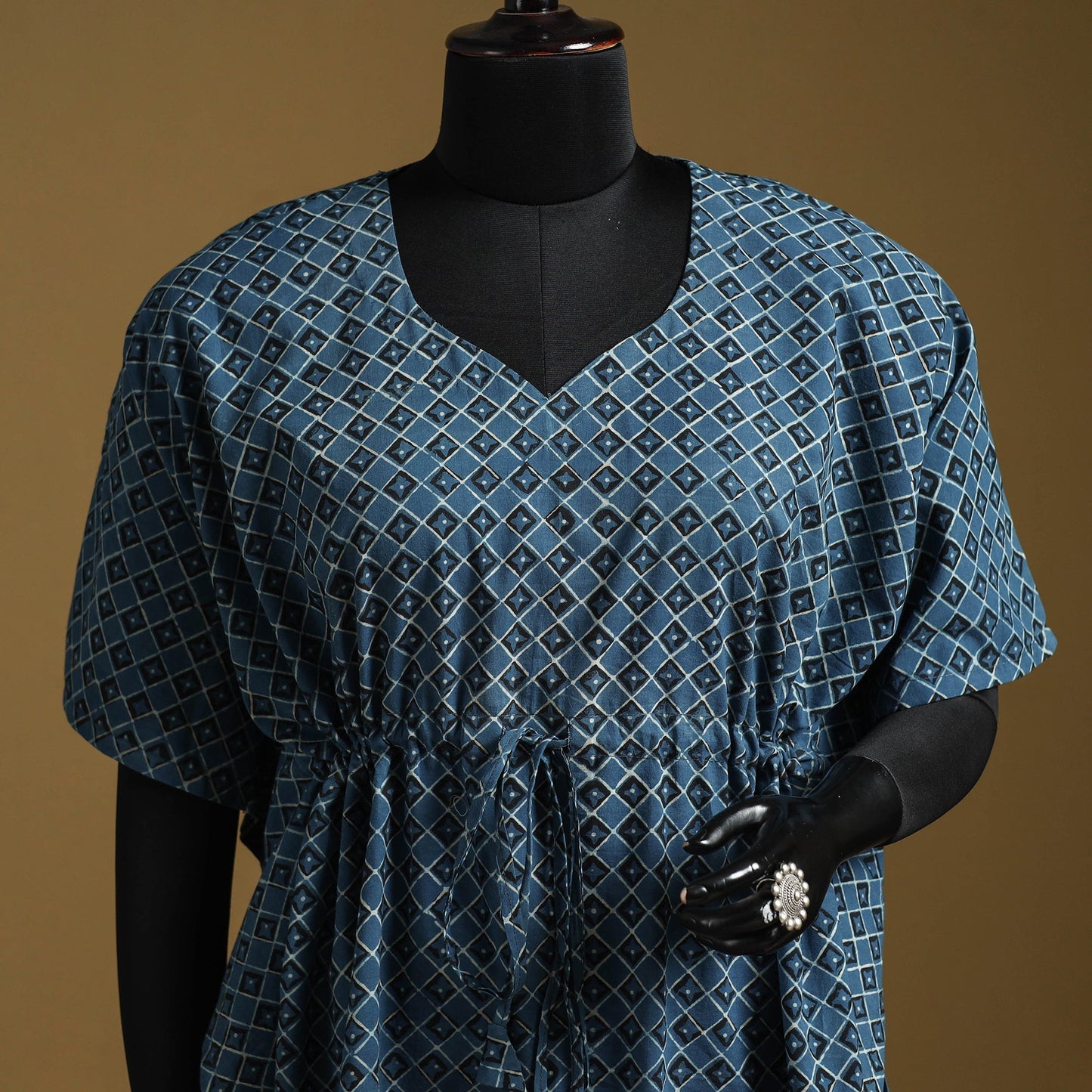 Hand akola short kaftan with tie-up waist 30 - handcrafted