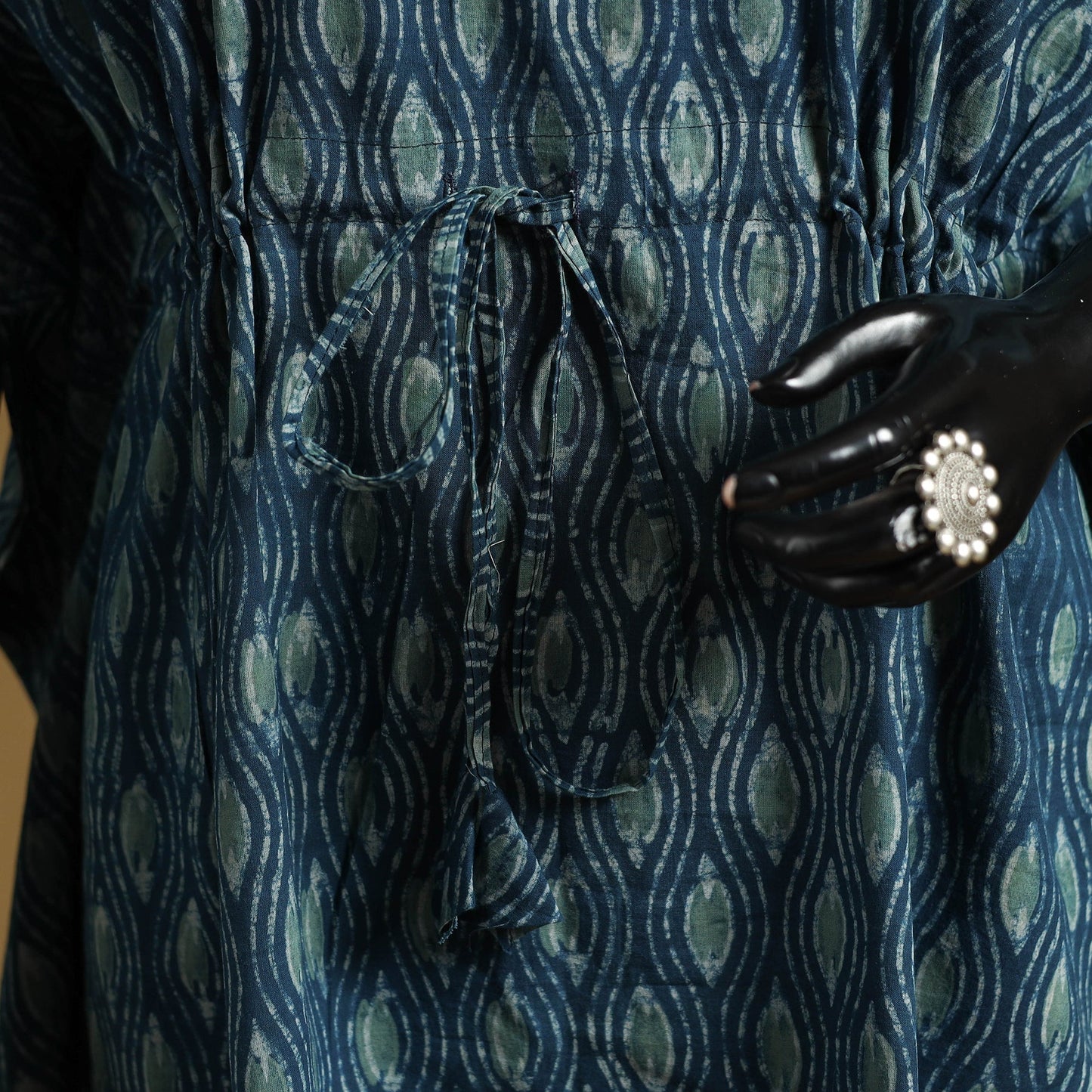 Hand akola short kaftan with tie-up waist 35 - handcrafted