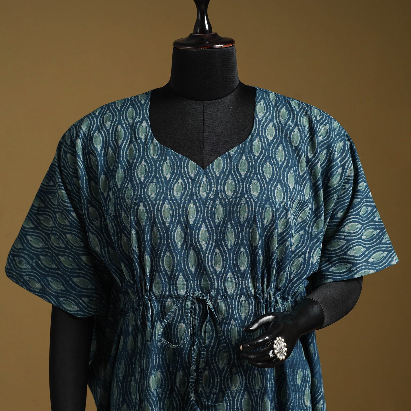 Hand akola short kaftan with tie-up waist 35 - handcrafted