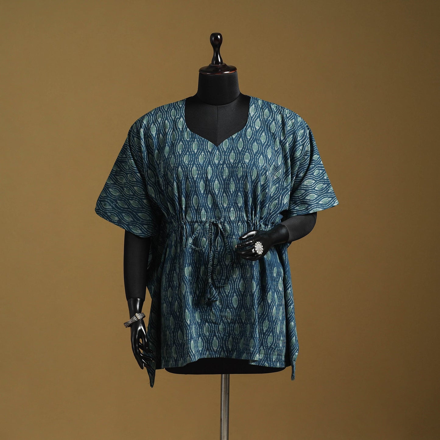 Hand akola short kaftan with tie-up waist 35 - handcrafted