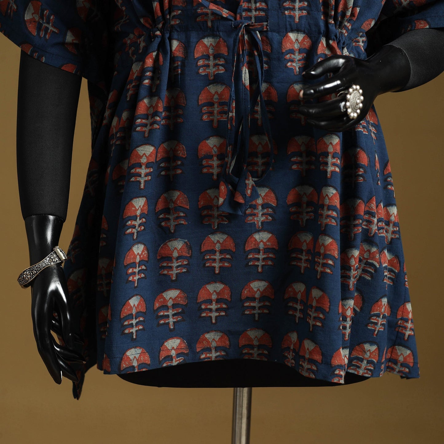 Hand akola short kaftan with tie-up waist 39 - handcrafted