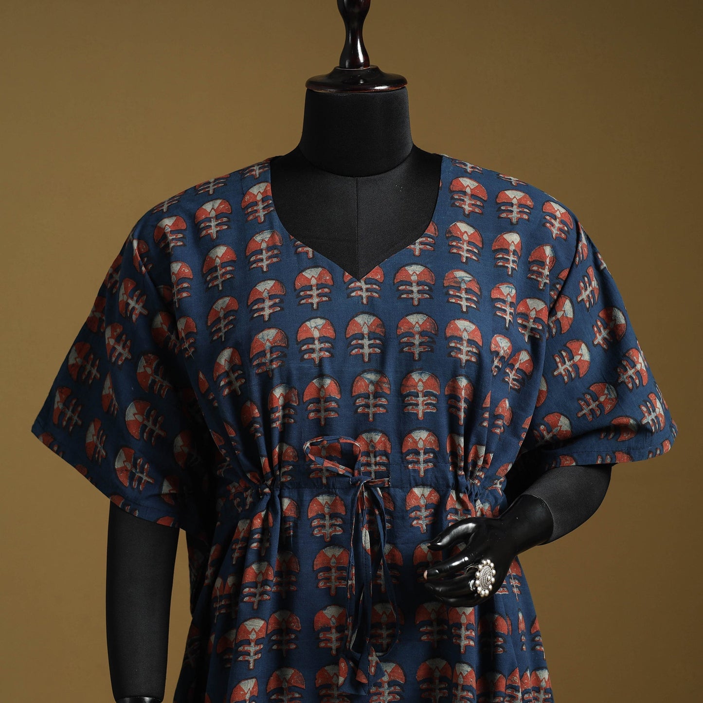 Hand akola short kaftan with tie-up waist 39 - handcrafted