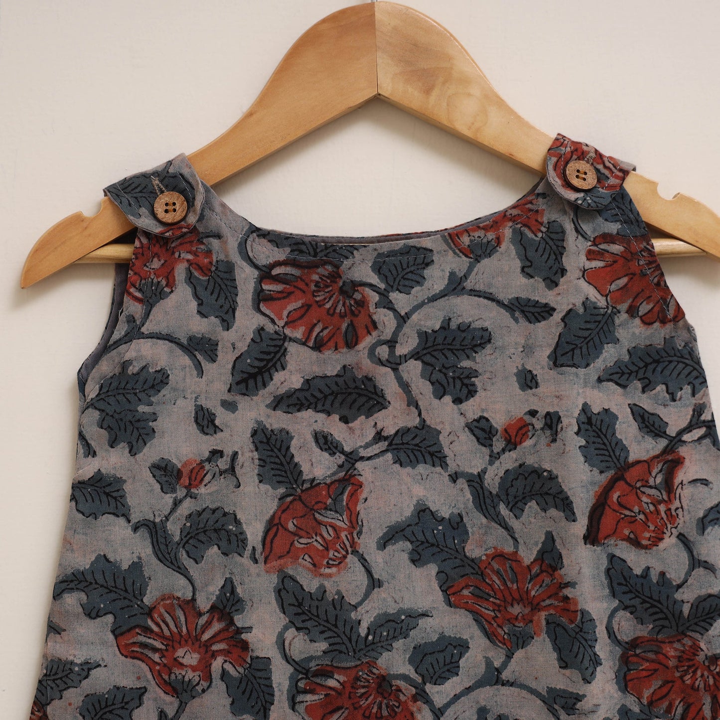 Blue - hand bagru cotton baby girl dress (6-12 months) 10