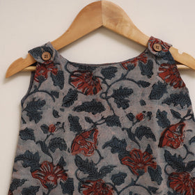 Blue - hand bagru cotton baby girl dress (6-12 months) 10