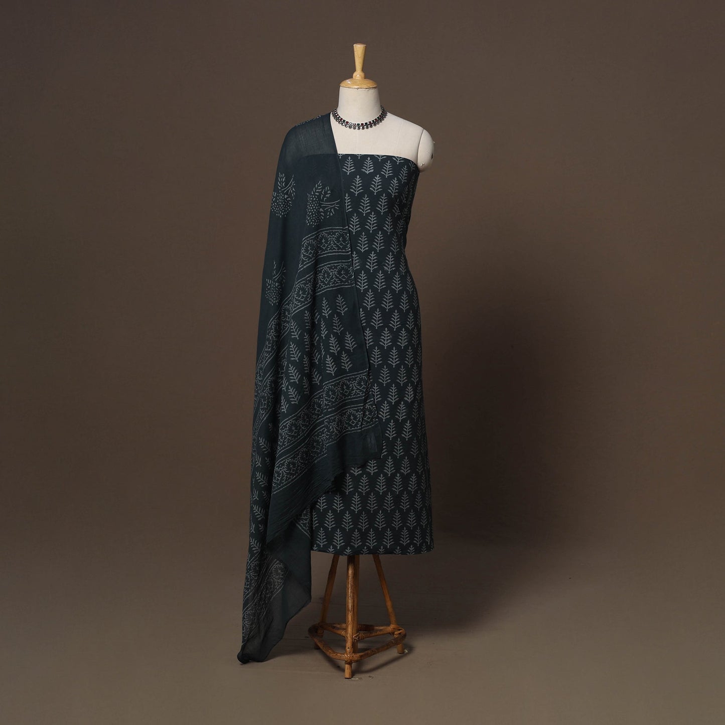 Hand batik cotton 3pc unstitched dress material 53