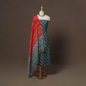 Hand batik cotton 3pc unstitched dress material 55