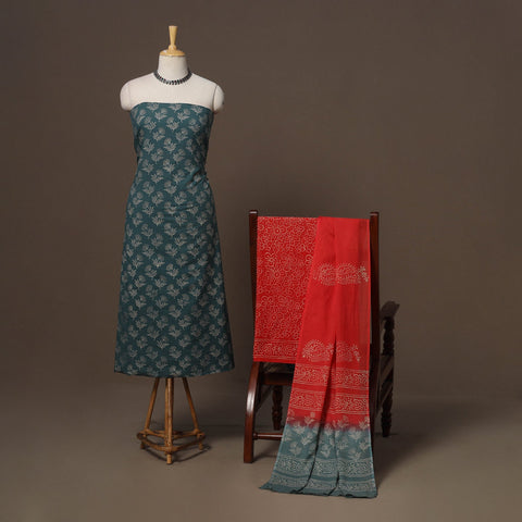 Hand batik cotton 3pc unstitched dress material 55