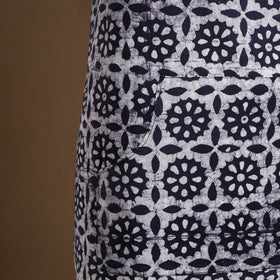  Blue Hand Batik Print Cotton Apron with Pocket
