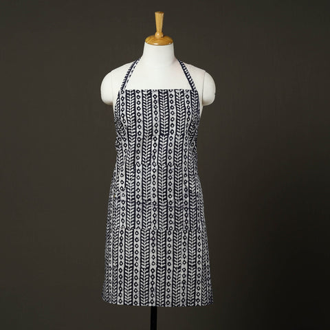 Blue - hand batik cotton apron with pocket 64 - handcrafted