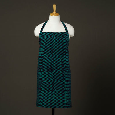 Blue - hand batik cotton apron with pocket 66 - handcrafted