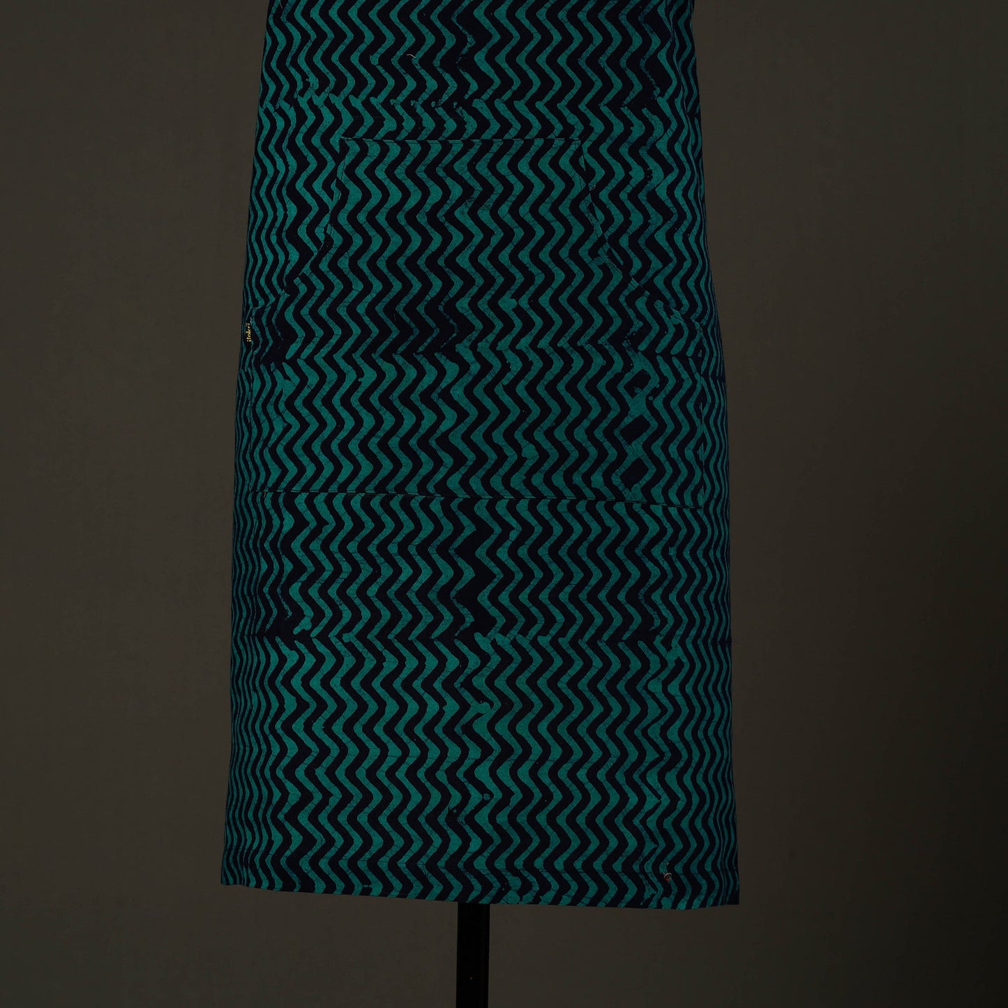 Blue - hand batik cotton apron with pocket 66 - handcrafted