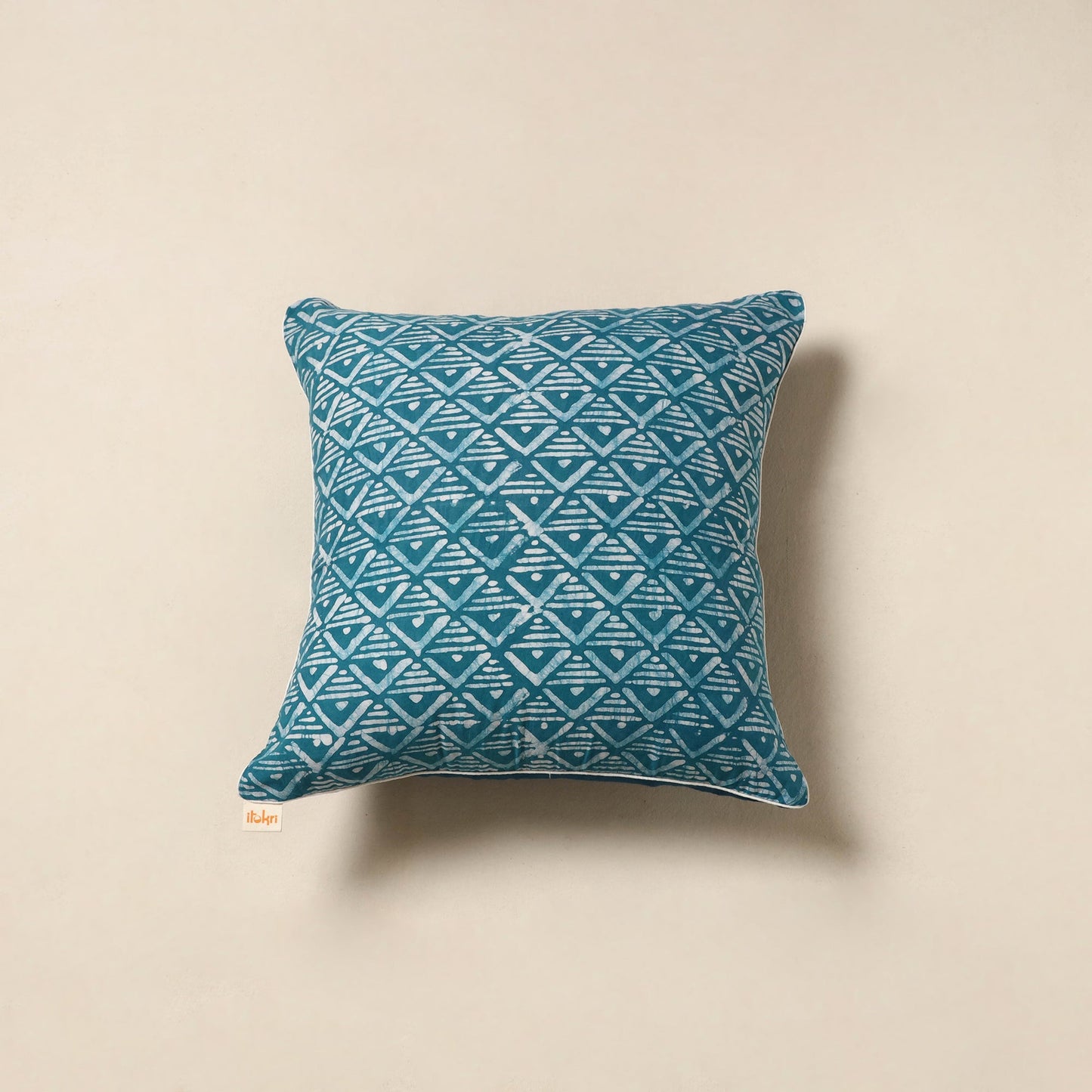 Blue - hand batik cotton cushion cover 76 - handcrafted