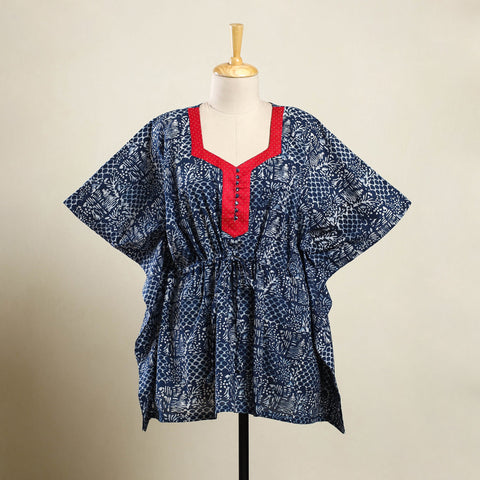 Buy Blue Hand Batik Print Cotton Kaftan