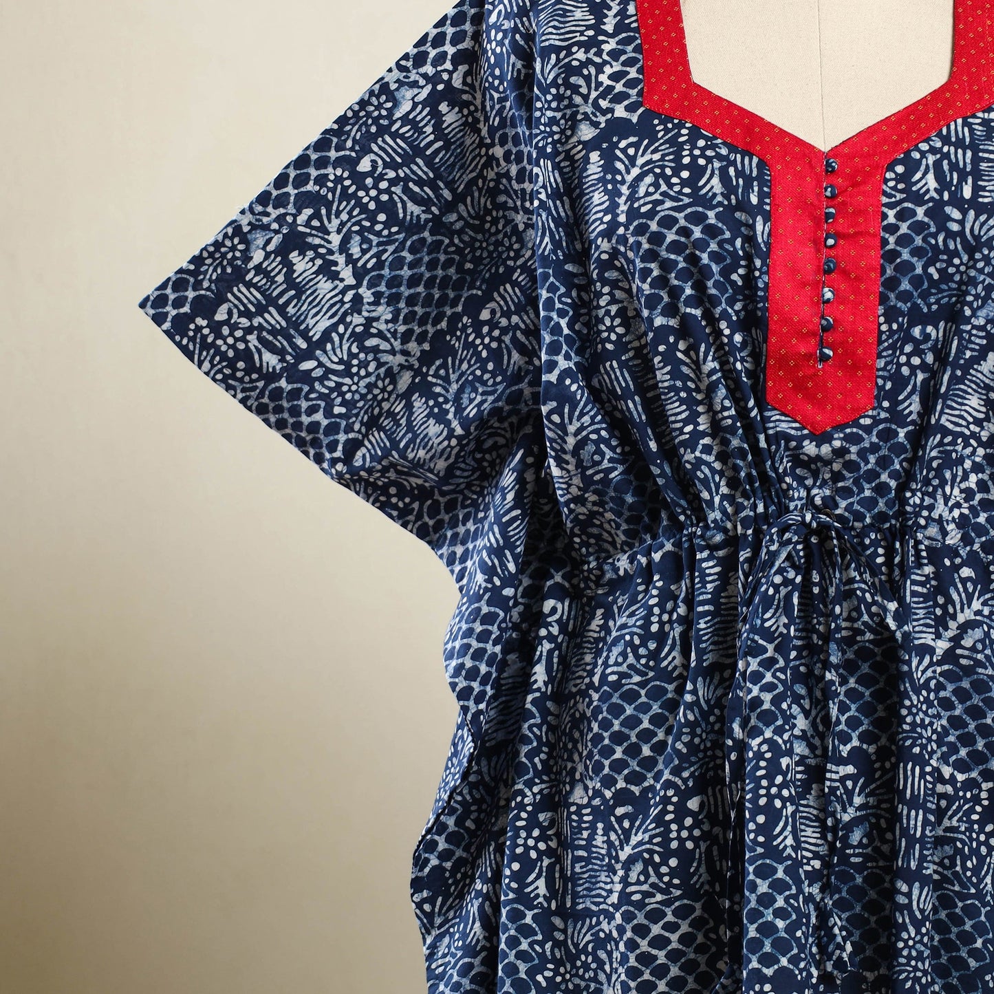 Buy Blue Hand Batik Print Cotton Kaftan