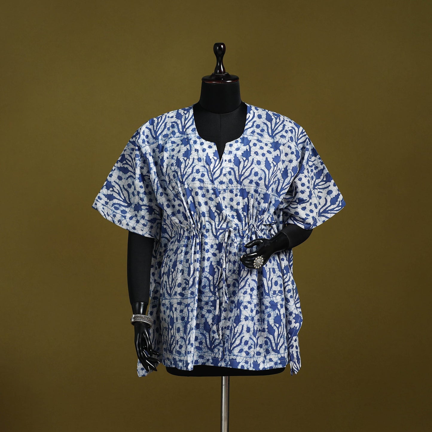 Hand batik cotton short kaftan 10 - handcrafted