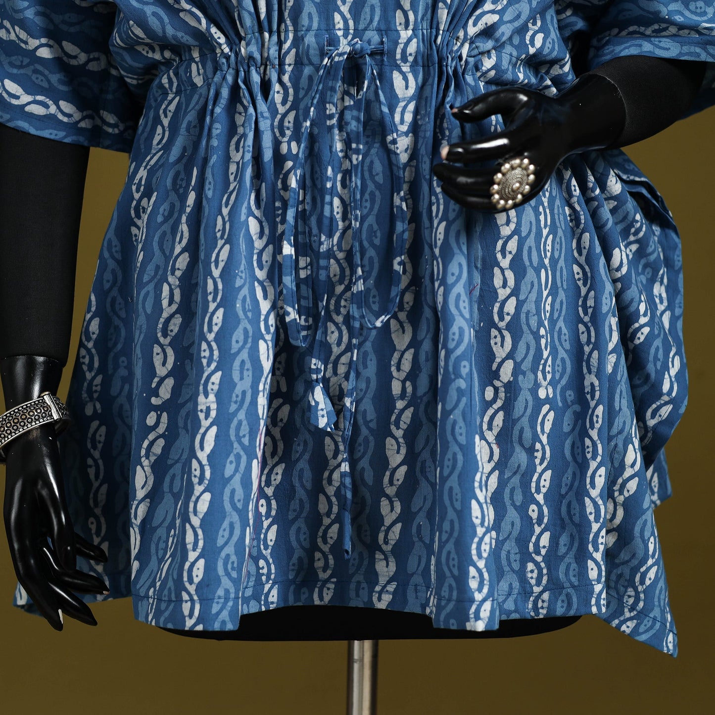 Hand batik cotton short kaftan 12 - handcrafted