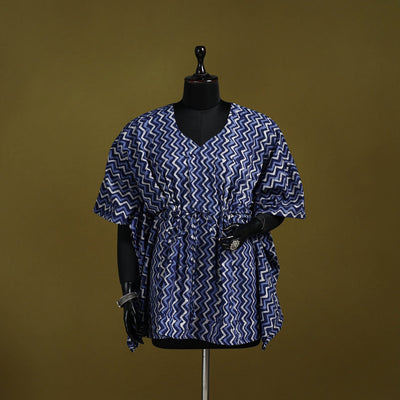Hand batik cotton short kaftan 27 - handcrafted