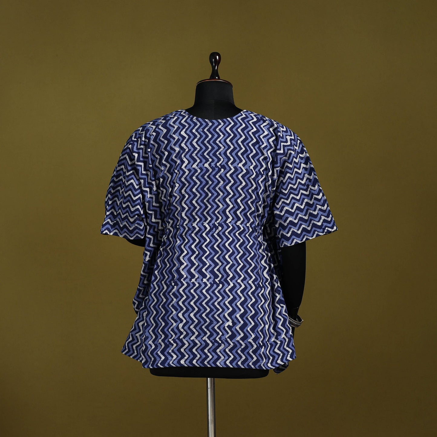 Hand batik cotton short kaftan 27 - handcrafted