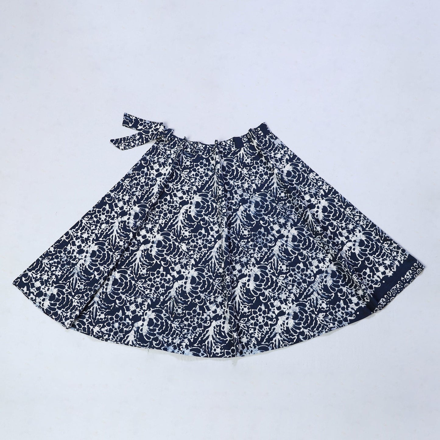 Blue - Hand Batik Print Cotton Wrap Around Skirt 31