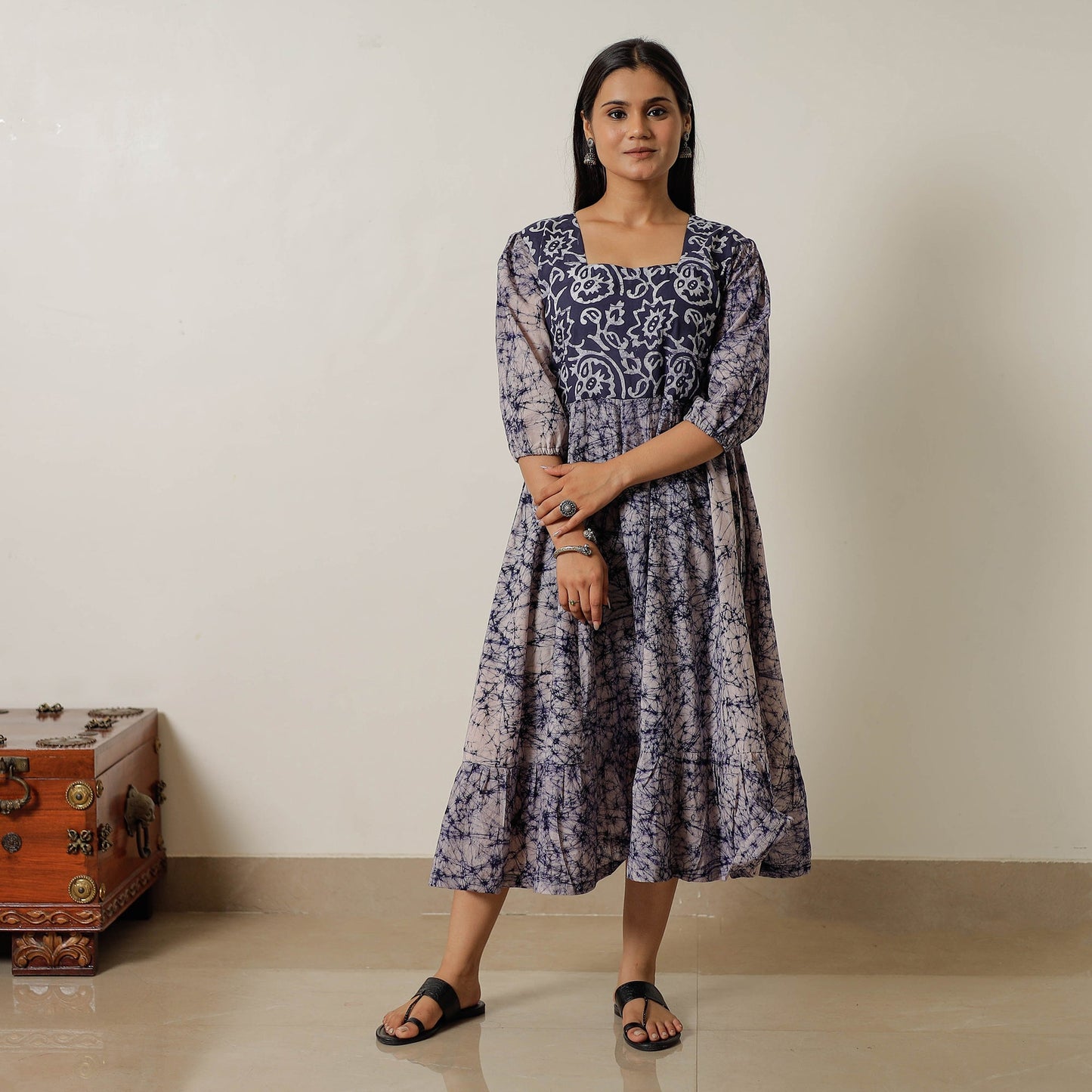Buy Hand Batik Printed Cotton Flared Dress 01 Online l iTokri.com