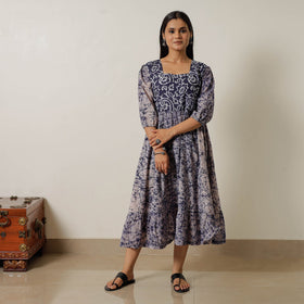 Buy Hand Batik Printed Cotton Flared Dress 01 Online l iTokri.com