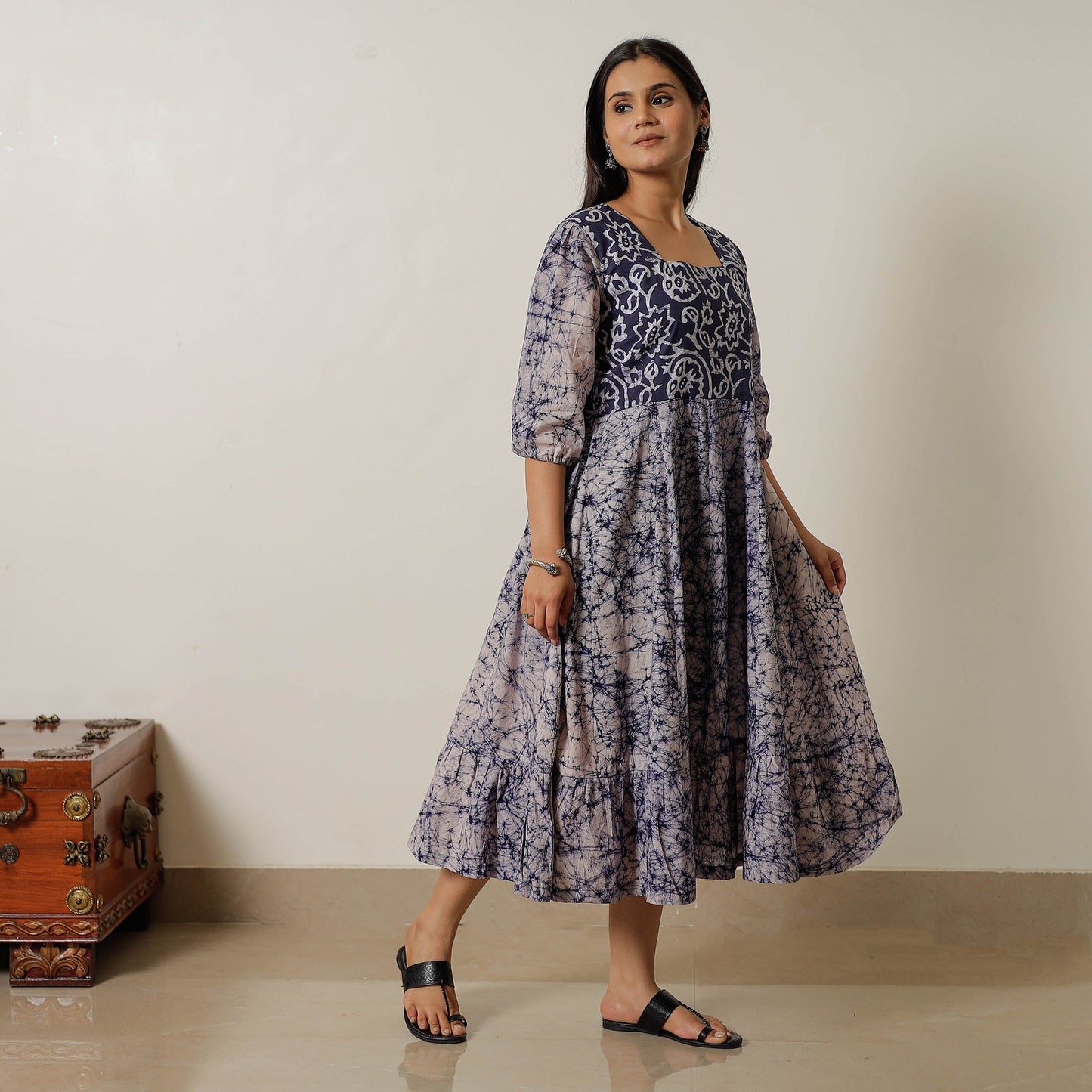 Buy Hand Batik Printed Cotton Flared Dress 01 Online l iTokri.com