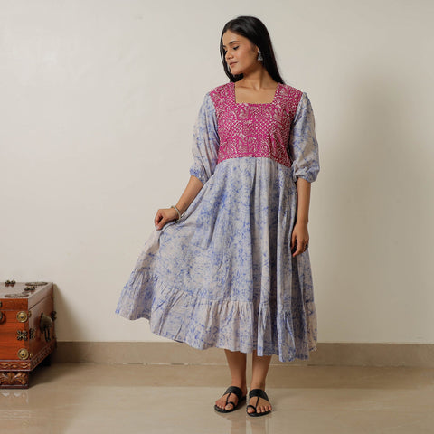  Hand Batik Printed Cotton Flared Dress 03 